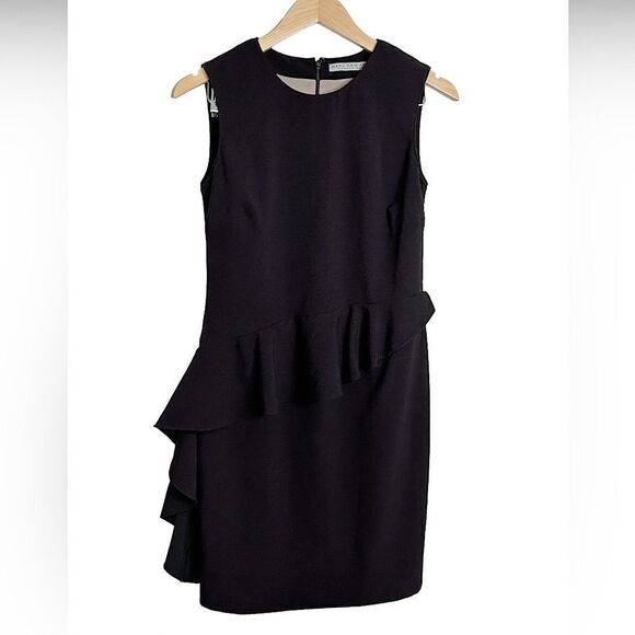 Marc New York Andrew Marc Ruffled Sleeveless Black Cocktail Dress Size 8 - Picture 1 of 5